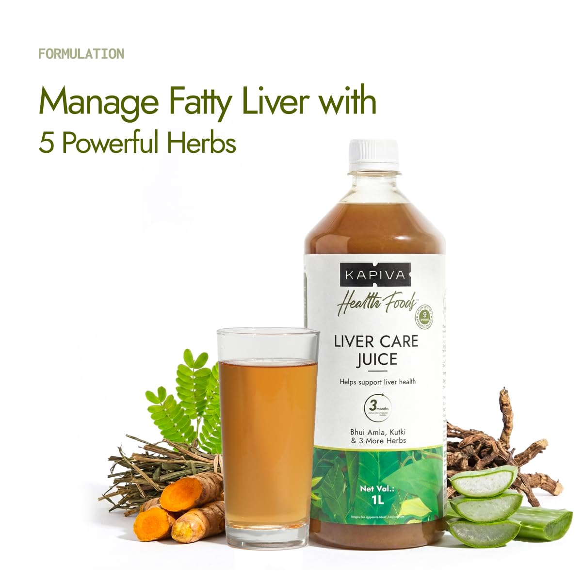 Kapiva Liver Care Juice (1L) | Anti-oxidant Rich Supplement With 5 Ayurvedic Herbs | Supports Fatty Liver Management & Detox