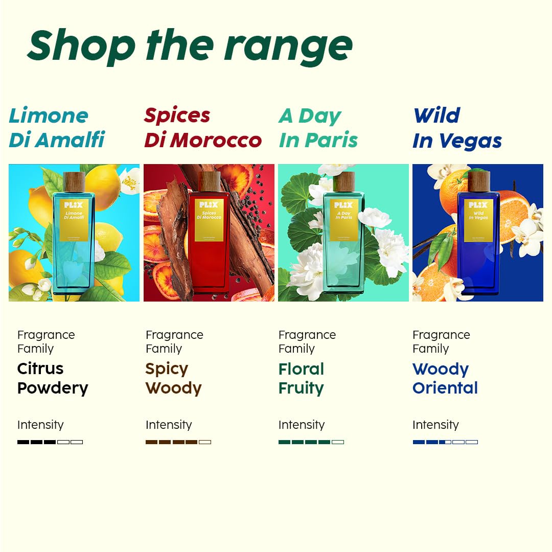 PLIX - THE PLANT FIX Wild In Vegas Perfume (100Ml), Long Lasting & Premium Parfum, Fresh Fragrance, Mandarin, Gardenia, Sandalwood, Citrusy & Floral - Aerosol For Unisex