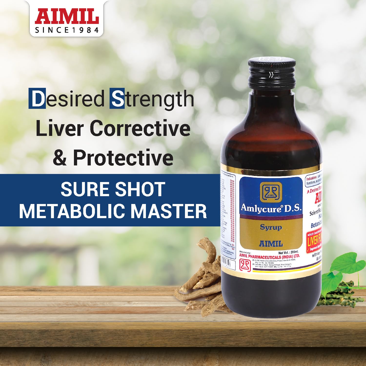 AIMIL Amlycure D.S. Syrup for Liver Health – Natural Liver Herbal Tonic 200 ML