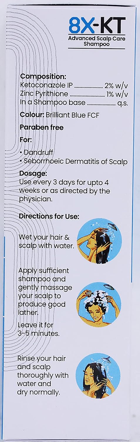 8X-KT - Bottle of 60ml Shampoo with Ketoconazole and Zinc Pyrithione
